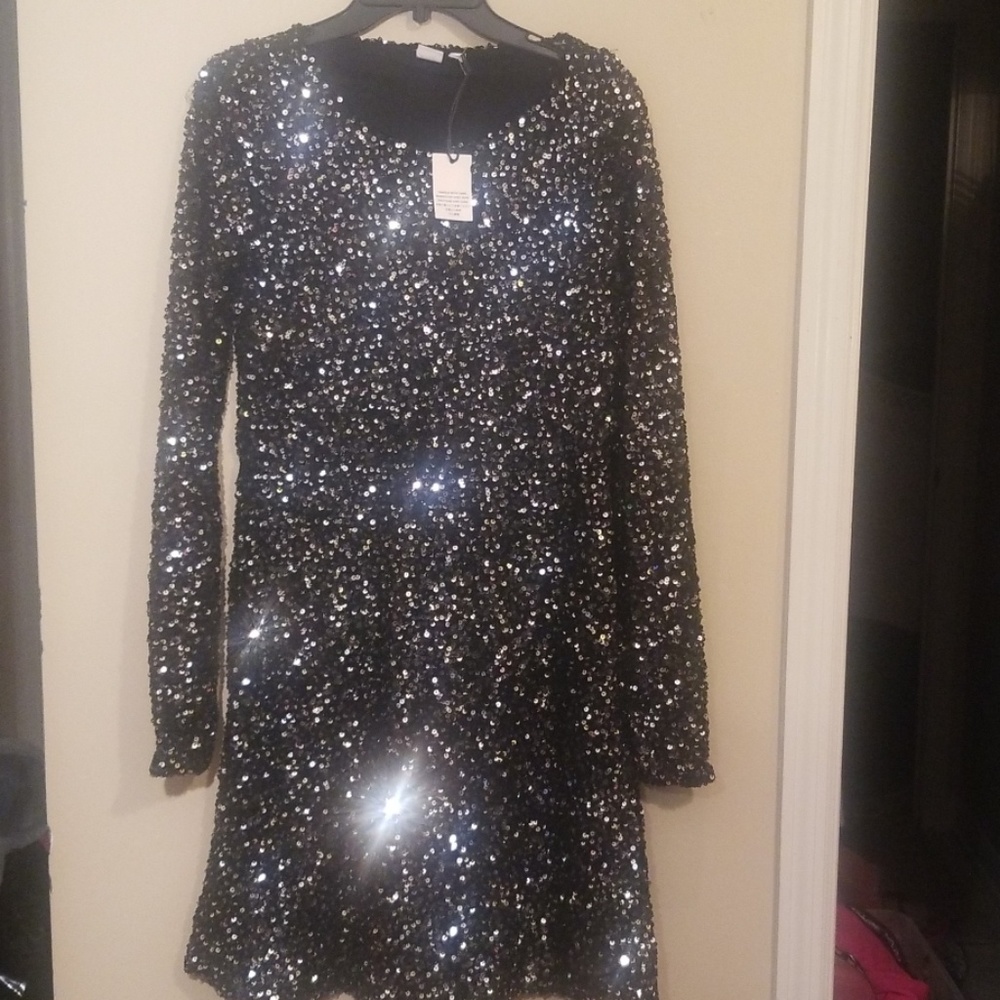 Gap Black Sequin Dress - Small Tall - NWT